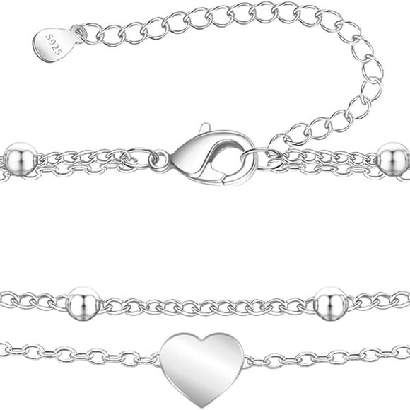 Sterling Silver Ankle Bracelets for Women,Gold Dainty Layered Waterproof Anklet - Picture 7 of 9